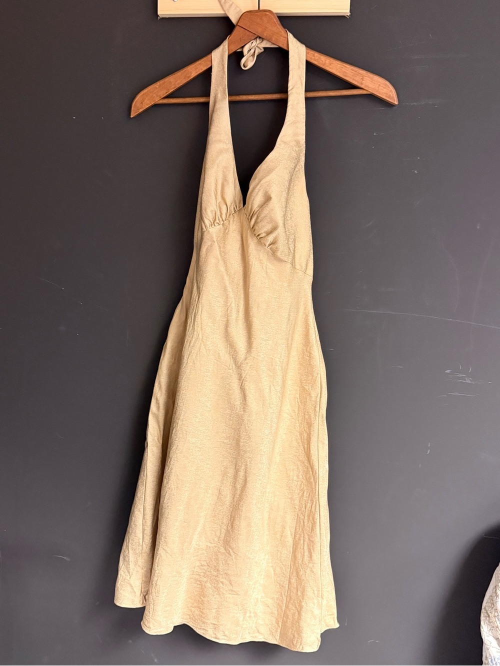 Jones New York One-Shoulder Halter Dress in Beige
